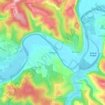 Topografische kaart Meyraguet, hoogte, reliëf
