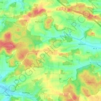 Topografische kaart Landmannsdorf, hoogte, reliëf