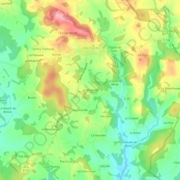 Topografische kaart Le Buchetel, hoogte, reliëf