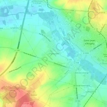 Topografische kaart La Garousserie, hoogte, reliëf