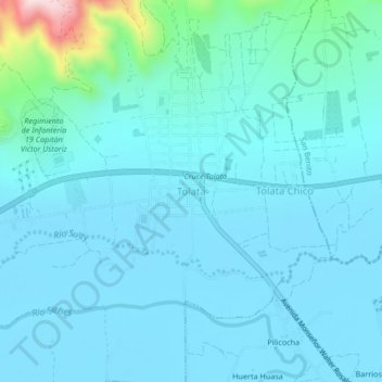 Topografische kaart Tolata, hoogte, reliëf