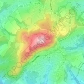 Topografische kaart Schaumberg, hoogte, reliëf