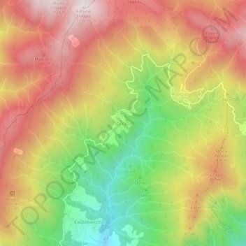 Topografische kaart Stiappa, hoogte, reliëf