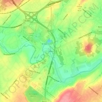 Topografische kaart Edison, hoogte, reliëf