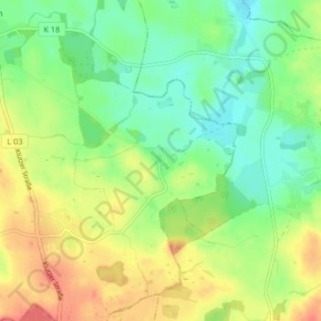 Topografische kaart Parin, hoogte, reliëf