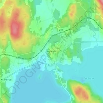 Topografische kaart Molkom, hoogte, reliëf