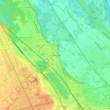 Topografische kaart Langenhaeuser, hoogte, reliëf