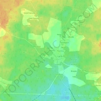 Topografische kaart Lagraula, hoogte, reliëf