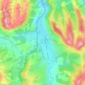 Topografische kaart Gan, hoogte, reliëf