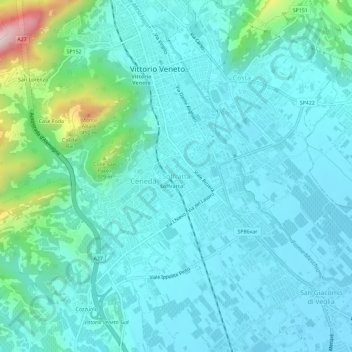 Topografische kaart Soffratta, hoogte, reliëf