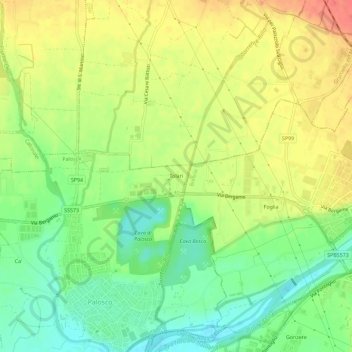 Topografische kaart Tolari, hoogte, reliëf