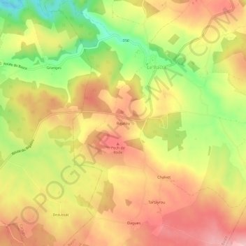 Topografische kaart Rigalou, hoogte, reliëf
