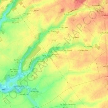 Topografische kaart Le Vignolet, hoogte, reliëf