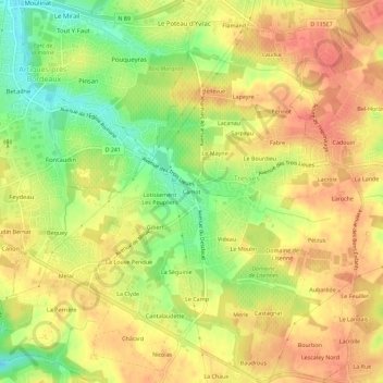 Topografische kaart Camot, hoogte, reliëf