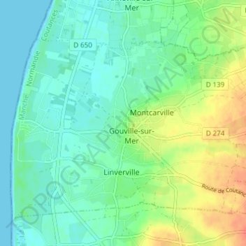 Topografische kaart La Grande Jeannerie, hoogte, reliëf
