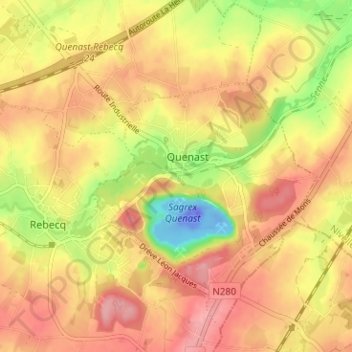 Topografische kaart Cité de la Vallée, hoogte, reliëf