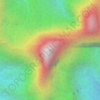 Topografische kaart Mont Orohena, hoogte, reliëf