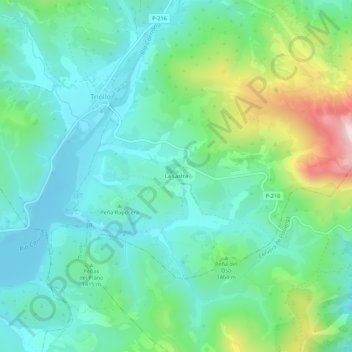 Topografische kaart La Lastra, hoogte, reliëf