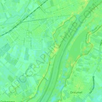 Topografische kaart Passewaaij, hoogte, reliëf