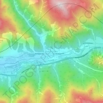 Topografische kaart Malborghetto, hoogte, reliëf