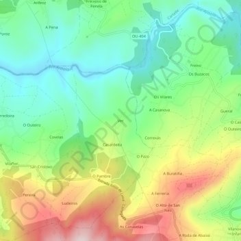 Topografische kaart Ver, hoogte, reliëf