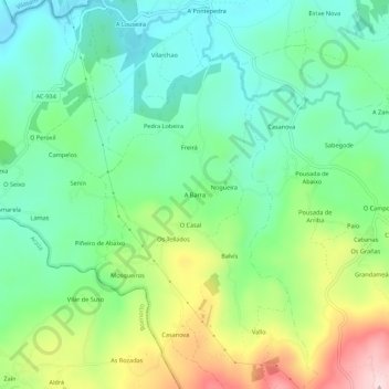 Topografische kaart A Barra, hoogte, reliëf