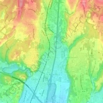 Topografische kaart Cavaria, hoogte, reliëf