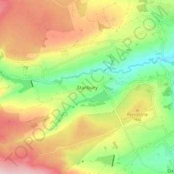 Topografische kaart Stanbury, hoogte, reliëf