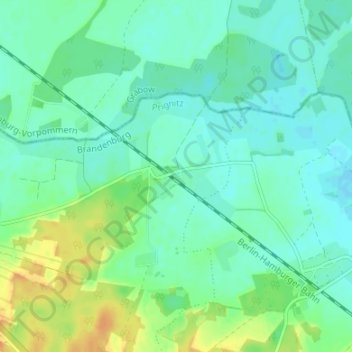 Topografische kaart Klein Warnow, hoogte, reliëf