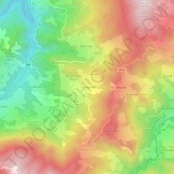 Topografische kaart I Trugoni, hoogte, reliëf