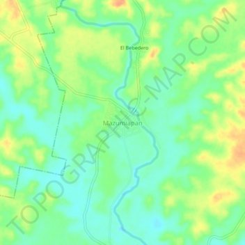 Topografische kaart Mazumiapan, hoogte, reliëf