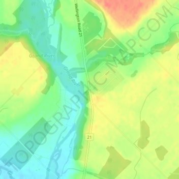 Topografische kaart Inverhaugh, hoogte, reliëf