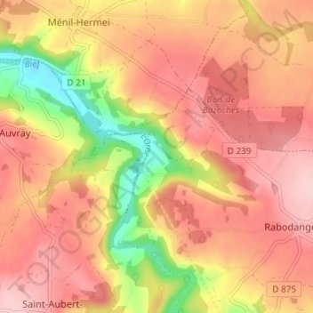 Topografische kaart Le Val Besnard, hoogte, reliëf
