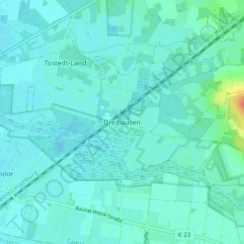 Topografische kaart Dreihausen, hoogte, reliëf