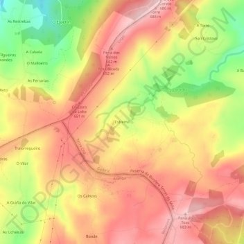 Topografische kaart Estremil, hoogte, reliëf