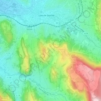 Topografische kaart Sous Fournette, hoogte, reliëf