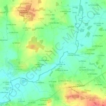 Topografische kaart Le Chêne, hoogte, reliëf