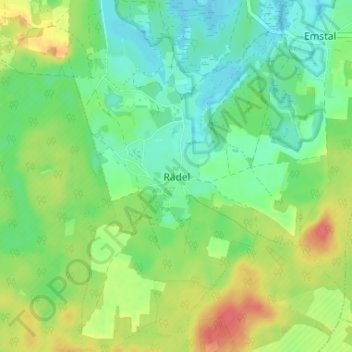 Topografische kaart Rädel, hoogte, reliëf