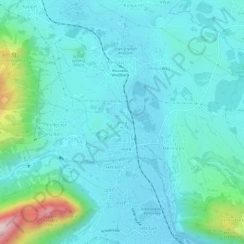 Topografische kaart Berg, hoogte, reliëf
