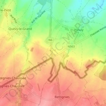 Topografische kaart Bois Bourdon, hoogte, reliëf