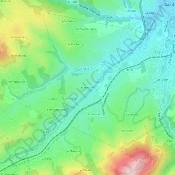 Topografische kaart Les Baraques, hoogte, reliëf