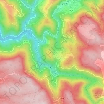 Topografische kaart Thérondel, hoogte, reliëf