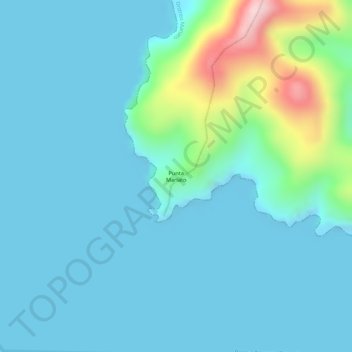 Topografische kaart Punta Mariato, hoogte, reliëf