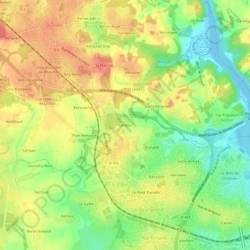 Topografische kaart Kerletu, hoogte, reliëf