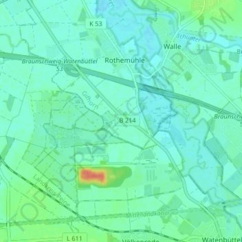 Topografische kaart Hülperode, hoogte, reliëf