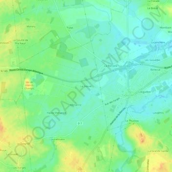 Topografische kaart La Siauve, hoogte, reliëf
