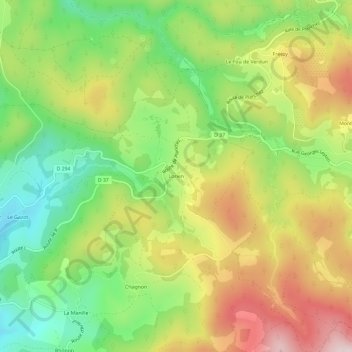 Topografische kaart Lorien, hoogte, reliëf