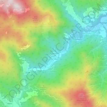 Topografische kaart Brignole, hoogte, reliëf