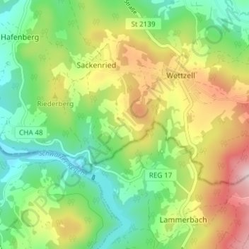 Topografische kaart Buchberg bei Wettzell, hoogte, reliëf