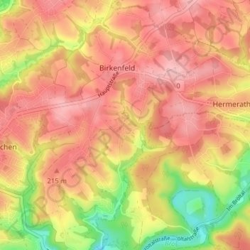 Topografische kaart Krawinkel, hoogte, reliëf